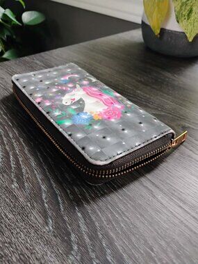 Unicorn Full Sized Zippered Wallet Holographic Print